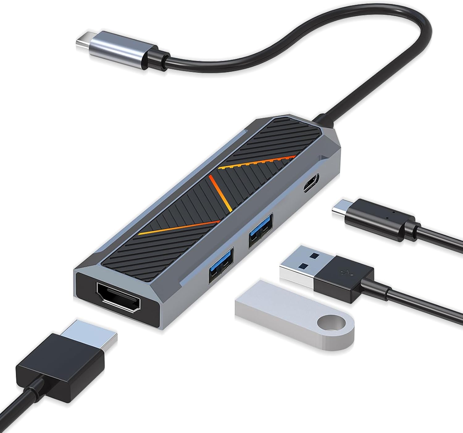 4-in-1 USB-C Hub 4K 60Hz HDMI სპლიტერით