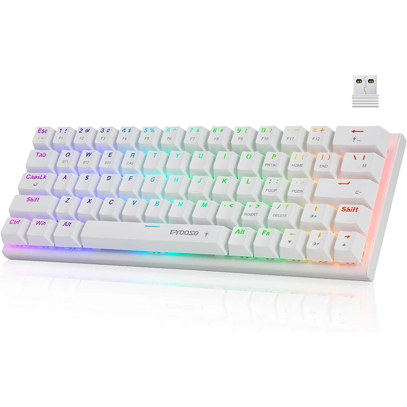 63 RGB კლავიატურა უკაბელო BT 2.4 GHz type-c მექანიკური სათამაშო კლავიატურა