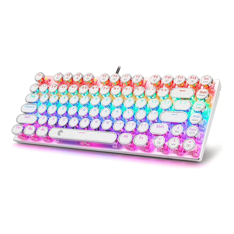 81 Keys საბეჭდი მანქანის მექანიკური კლავიატურა Rainbow