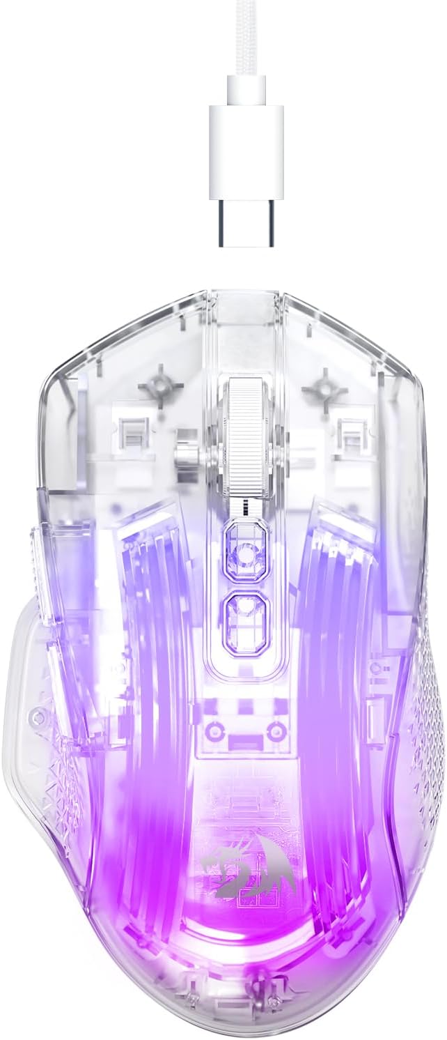 თეთრი M695CT 24,000 DPI 8 RGB LED განათების რეჟიმი სადენიანი სათამაშო მაუსი